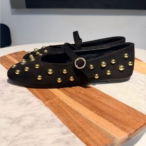 Black and Gold Studded Shoes
